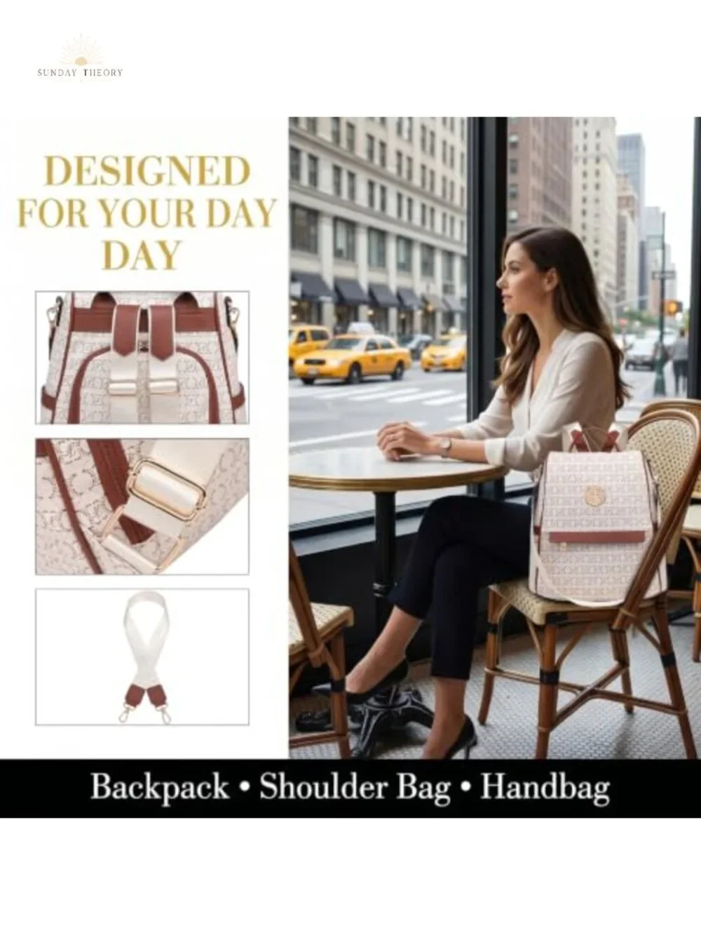 Convertible Anti-Theft Vegan Leather Backpack Purse with Wristlet